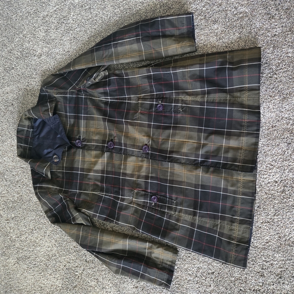 Barbour Plaid Trench Coat - Black and Brown - Picture 1 of 9